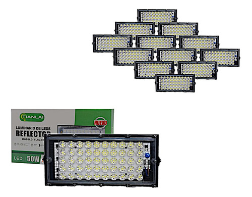 Reflector Led 50w/500w Luz Blanca Fria Paquete 12 Pzas