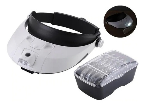 Lupa Visera De Cabeza Luz Led 5 Lentes Profesional