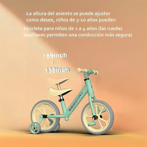 Bicicleta Triciclo Ajustable 2 En 1 Para Niños Seedary Color Verde