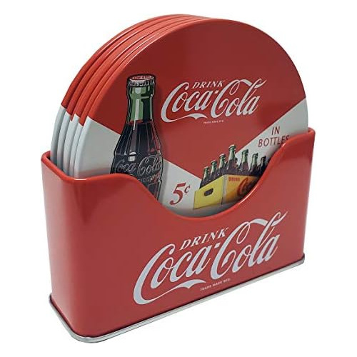 Coca-cola Juego De Posavasos De 6 Piezas Soporte De Met...