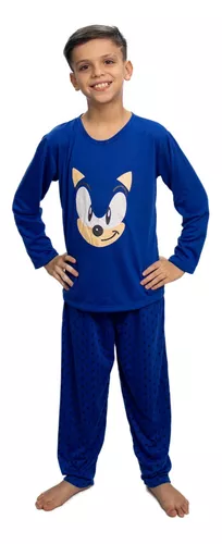 Pijama Infantil Macacão Kigurumi Fantasia Sonic Parmalat Cur