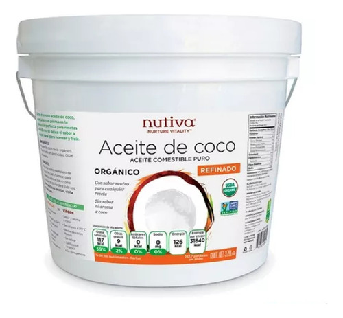 Aceite De Coco Orgánico Refinado Nutiva 3.79 L