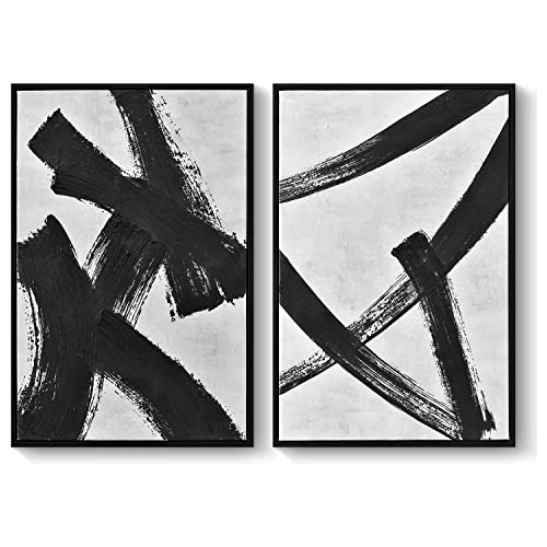 2 Piezas De Arte Abstracto Blanco Y Negro Enmarcado De ...