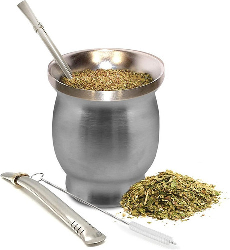 Vaso Yerba Mate Acero Inoxidable Doble Pared +3 Accesorios