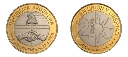 Argentina 2 Pesos 2016 Conmemorativa Bicentenario, Nueva !!!