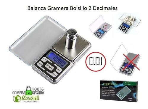 Balanza Gramera Digital Portatil 0.01gr/500gr Plata Joya Oro