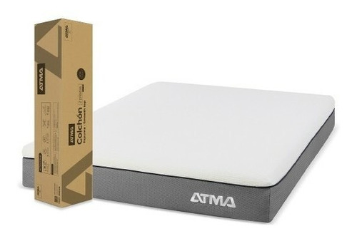 Atma Smooth 2 Plazas colchón 140x190x30 en caja 3 capas de espuma color blanco y gris