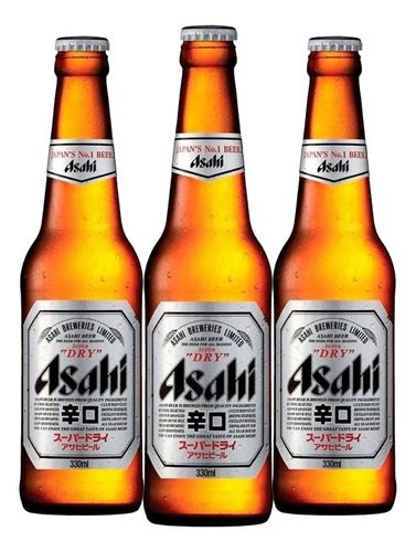 Tripack Cerveza Asahi Extra Dry 330ml C/u