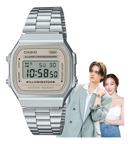 Relógio Casio Unissex Digital Vintage Prata A168wa-8aydf