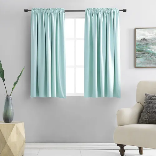 Cortinas Donren De Color Aguamarina Para Dormitorio, Opacas,
