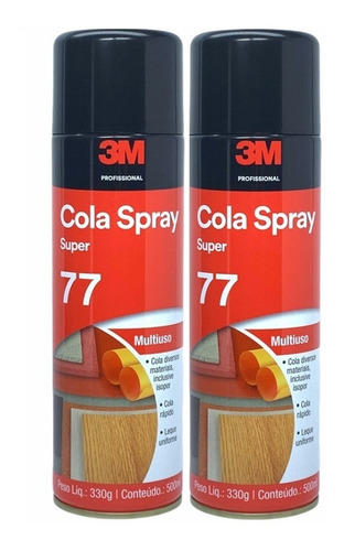 2 Cola Spray Super 77 3m Para Isopor Papel Cortiça Espuma