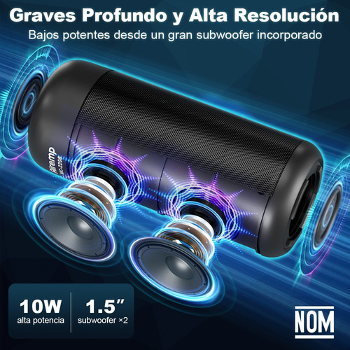 Bocina Bluetooth Portátil Altavoz Bateria Recargable Radio Negro