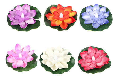 4 X 6 Piezas Led Flotante Lotus Light Wishing Decoración