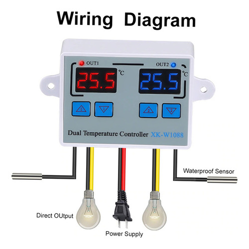 S Controlador De Temperatura Com Termostato Digital Duplo,