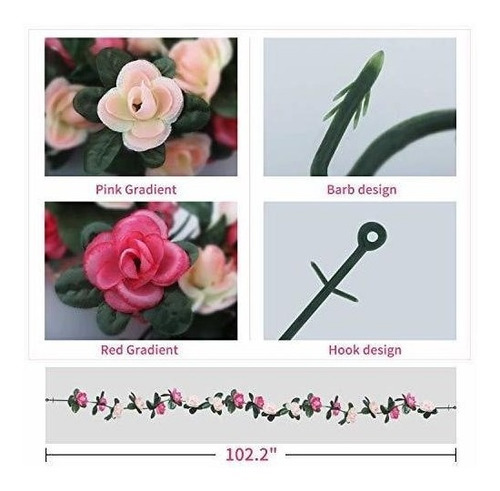 Guirnaldas De Flores Artificiales 6u. De 2.5m/ Rosadas