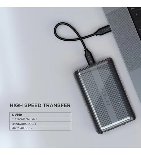 Carcasa Ssd Nvme Satechi M.2 Usb4, 40 Gbps, 16 Tb, Aluminio