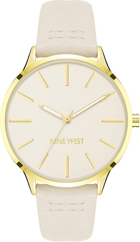 Nine West® Original Reloj De Mano Mujer Piel Vegana 2752gpiv Color del bisel Dorado