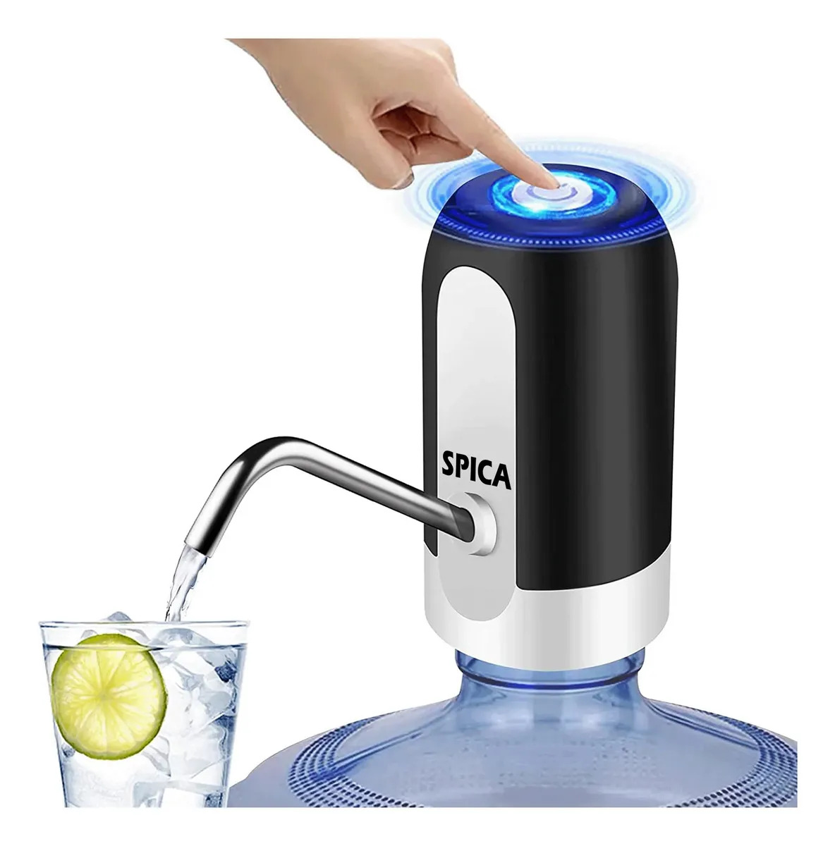 Dispenser De Agua Portatil Usb Bomba SPICA TASR-350 Dispensador Bidones Color Blanco y Negro