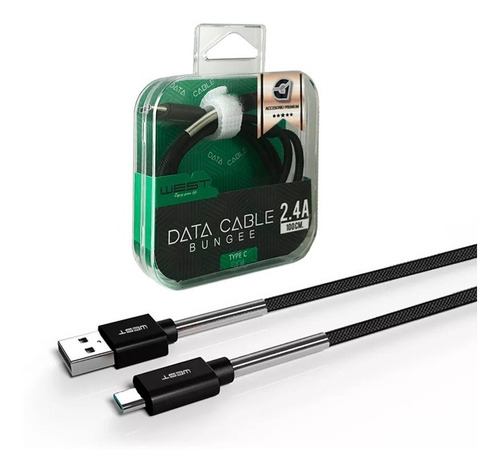Cable Ficha Tipo C Reforzado Premium Elastico Carga Rapida