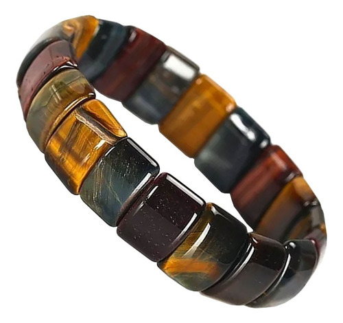 Pulsera Piedra Natural Ajustable  Tricolor Tiger Eyes - E176