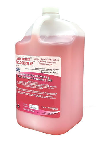 Imagen 2 de 2 de Jabón Quirúrgico Con Triclosan Para Uso Hospitalario 4 L