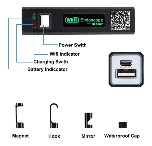 Camara Endoscopio Wifi Android iPhone Y Pc Cable 3.5 Metros