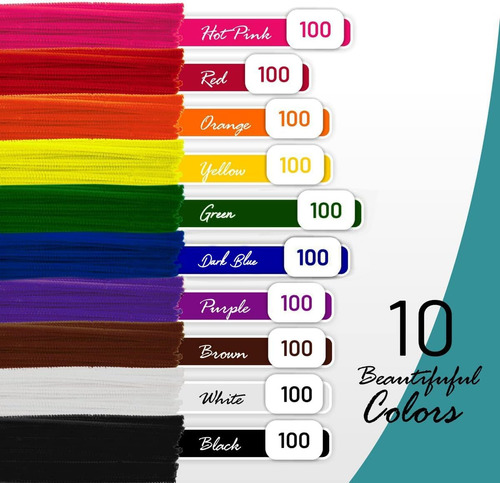 Limpiadores De Pipa- 1000 Pc. Limpiapipas 10 Colores Surt...