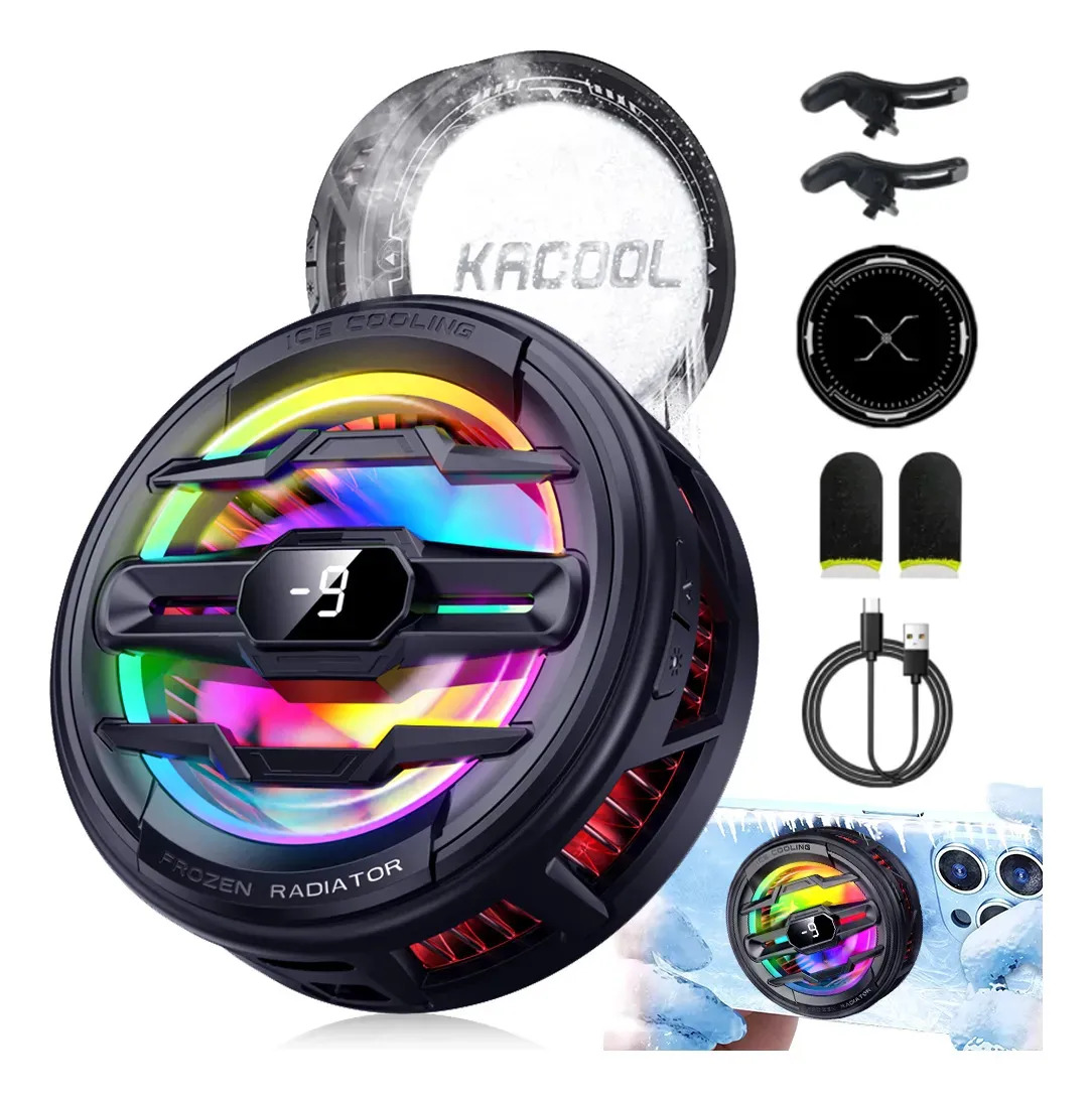Cooler Gamer Kacool SC7 Max Ventilador de Celular Enfriador RGB Magnético Para Teléfono USB-C Negro