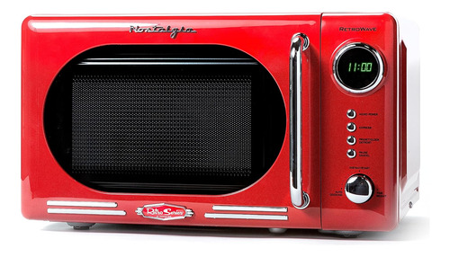 Microondas Retro Nostalgia 700w 0.7 Cu Ft Dial Cromado Rojo