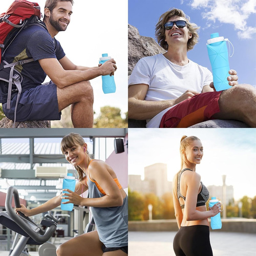 Botella Agua Plegable Con Válvula, Botella Flexible Sin Bpa