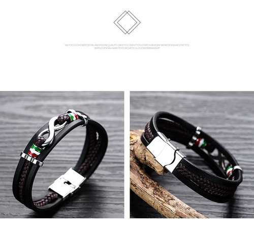 Imagen 4 de 6 de Pulsera Infinito Piel Y Acero - 35