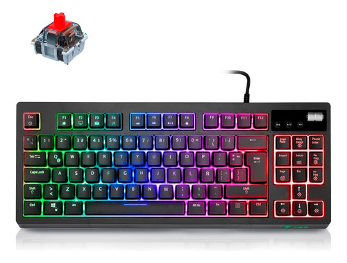 Teclado Mecánico Gamer Vsg Quasar Negro Tkl Switch Rojo