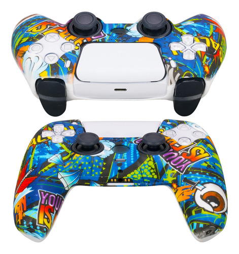 Funda De Silicona Para Sony Ps5 Dualsense Graffiti Azul