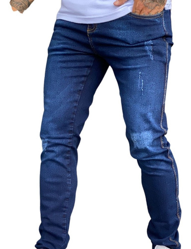 Calça/jeans Escuro Masculina Azul Escuro /rasgada Nas Coxas