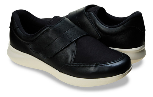 Tênis Casual Feminino Am19001 Com Calce Fácil Preto Usaflex