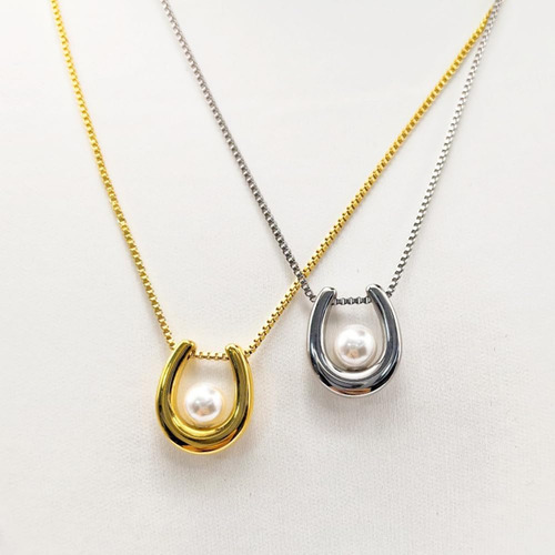 Collar De Herradura Con Colgante De Acero Inoxidable En Form