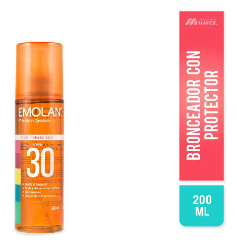 Emolan Solar Aceite Fps 30 200ml Protector Solar En Aceite