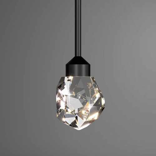 Lámpara Colgante Regulable Led Negra 1 Luz Elegante Cristal