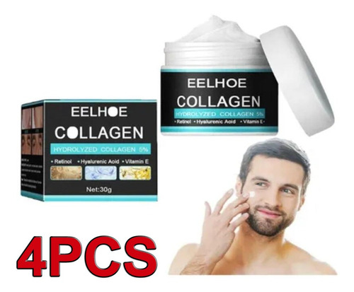 Crema Antiarrugas Masculina Collage Ácido Hialurónico, 4 Uni