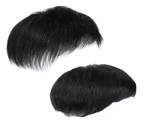Para Peluca Corta Y Recta Con Flequillo Para Hombre /