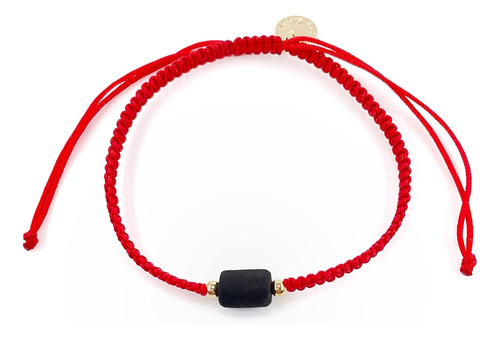 Pulsera De Hilo Tejido Rojo Azabache Amazónico Tallado...