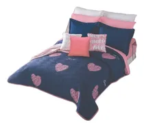 Comprar Edredón Ligero Neo Heart Mat\u002Find Azul\u002Frosa 2 Vistas Concord