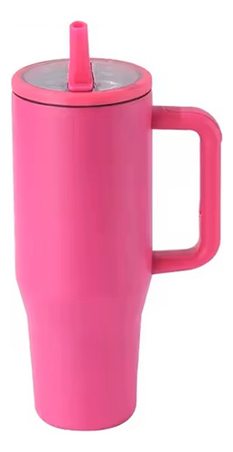 Termo 1200ml Doble Pared Térmico Acero Inoxidable Con Popote Fucsia
