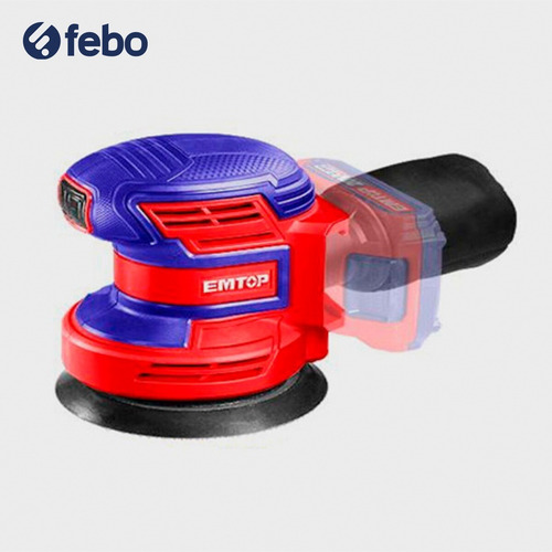 Lijadora Roto Orbital Inalámbrica 20v Emtop + 5 Lijas Febo