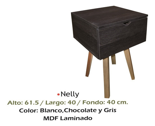 Buro Nelly Chocolate Mesa De Noche Cajon Comoda Recamara Mes