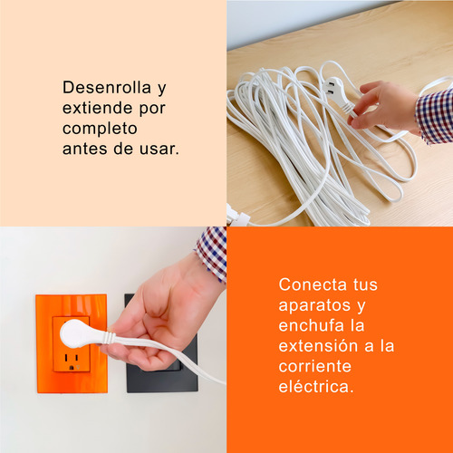 Extensión Eléctrica 5 M Black+decker 3 Tomas Cable Resistent Blanco