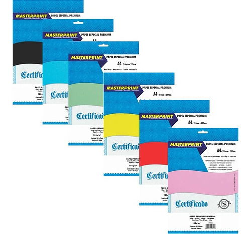 Papel Colorido 180g 50 Folhas Masterprint Colorplus