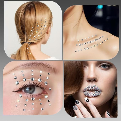Perla Adhesiva De Estrás Para Cabello Cara Y Cuerpo 10 Pcs