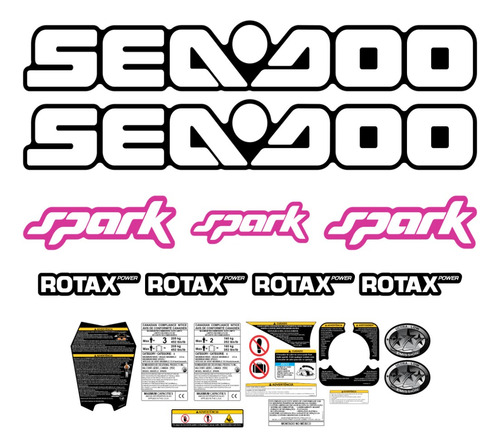 Kit Faixa Adesivos Sea Doo Spark Etiquetas Jet Ski Rosa