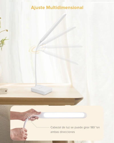 Imagen 5 de 7 de Lámpara De Escritorio Led Recargable Usb 1500mah